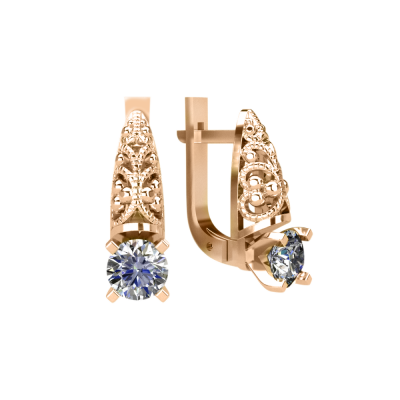 Ohrhänger aus Rotgold 585 mit Zirkonia