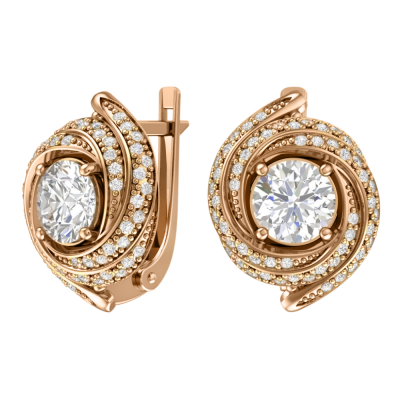 Ohrhänger aus Rotgold 585 mit Zirkonia