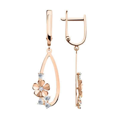 Ohrhänger aus Rotgold 585 mit Zirkonia