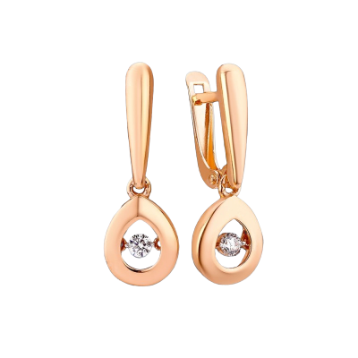 Ohrhänger aus Rotgold 585 mit Zirkonia