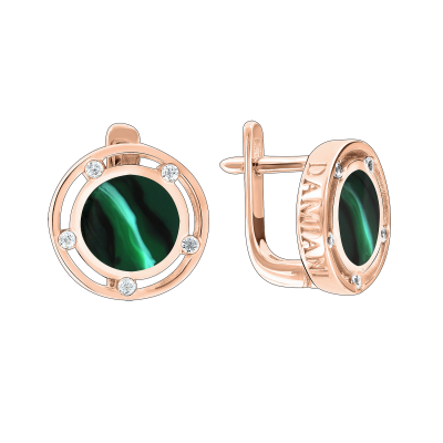 Ohrhänger aus Rotgold 585 mit Zirkonia und Emaille
