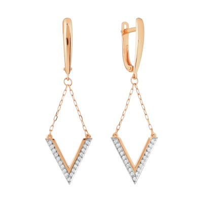 Ohrhänger aus Rotgold 585 mit Zirkonia