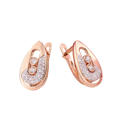 Ohrhänger aus Rotgold 585 mit Zirkonia