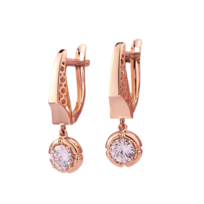 Ohrhänger aus Rotgold 585 mit Zirkonia