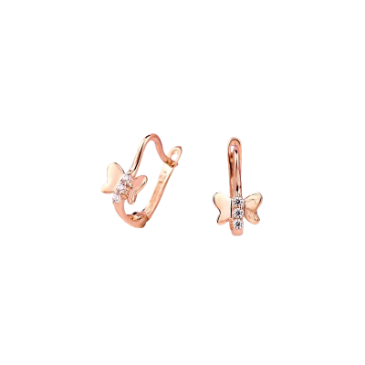 Kinder Ohrhänger aus Rotgold 585 mit Zirkonia