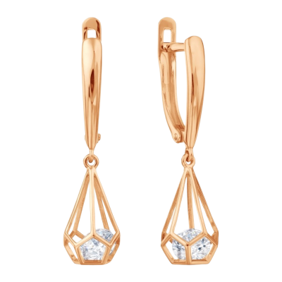 Ohrhänger aus Rotgold 585 mit Zirkonia