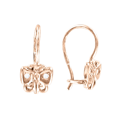 Kinder Ohrhänger aus Rotgold 585 mit Zirkonia