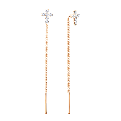 Ohrhänger aus Rotgold 585 mit Zirkonia