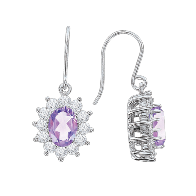 Ohrhänger aus Silber 925 mit Amethyst und Zirkonia