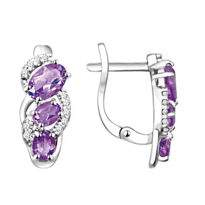 Ohrhänger aus Silber 925 mit Amethyst und Zirkonia