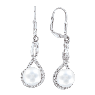 Ohrhänger aus Silber 925 mit Perle und Zirkonia