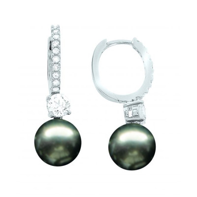 Ohrhänger aus Silber 925 mit Perle und Zirkonia