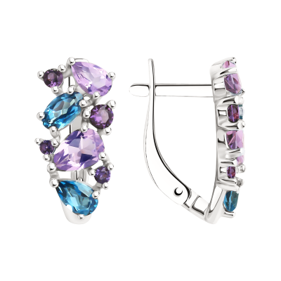 Ohrhänger aus Silber 925 mit Topas, Amethyst und Zirkonia