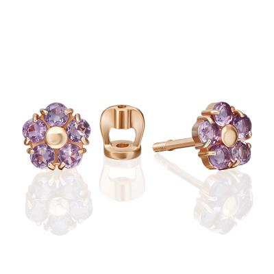 Ohrstecker aus Rotgold 585 mit Amethyst