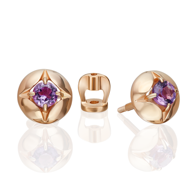 Ohrstecker aus Rotgold 585 mit Amethyst