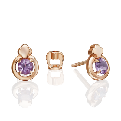 Ohrstecker aus Rotgold 585 mit Amethyst