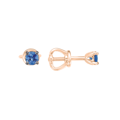Kinder Ohrstecker aus Rotgold 585 mit Brillant und Saphir