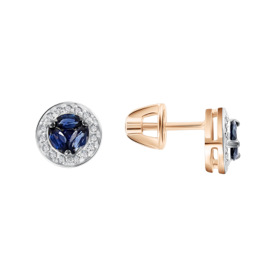 Ohrstecker aus Rotgold 585 mit Brillant und Saphir