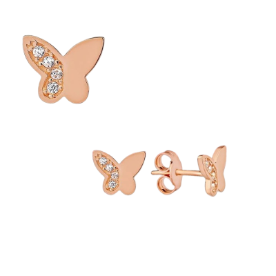 Kinder Ohrstecker aus Rotgold 585 mit Zirkonia