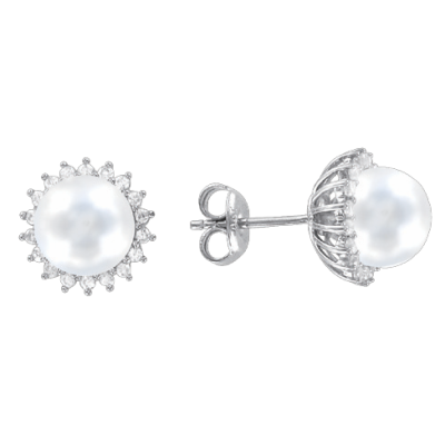 Ohrstecker aus Silber 925 mit Perle und Zirkonia