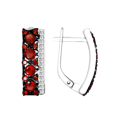 Silberohrringe aus Silber 925 mit Granat und Zirkonia