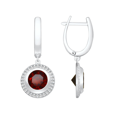 Silberohrringe aus Silber 925 mit Granat und Zirkonia