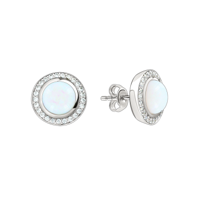 Silberohrringe aus Silber 925 mit Opal und Zirkonia