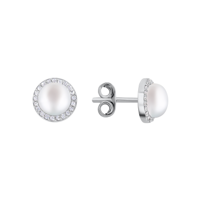 Silberohrringe aus Silber 925 mit Perle und Zirkonia