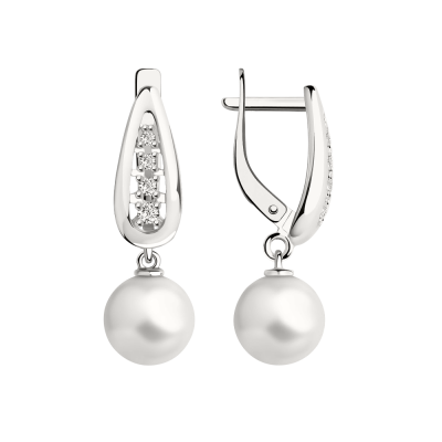 Silberohrringe aus Silber 925 mit Perle und Zirkonia