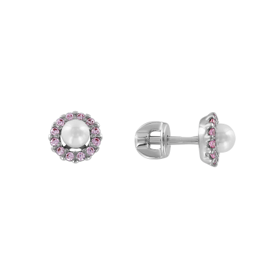 Silberohrringe aus Silber 925 mit Perle und Zirkonia
