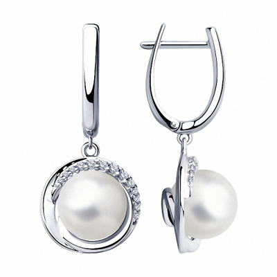 Silberohrringe aus Silber 925 mit Perle und Zirkonia