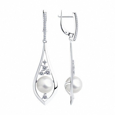 Silberohrringe aus Silber 925 mit Perle und Zirkonia