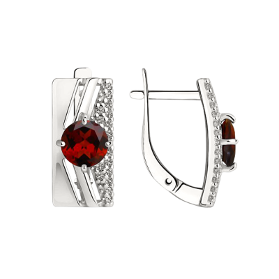 Silberohrringe aus Silber 925 mit Rhodolith und Zirkonia