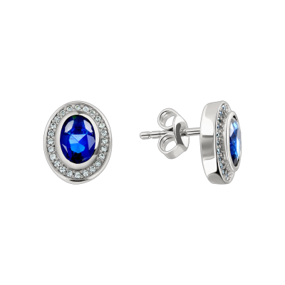 Silberohrringe aus Silber 925 mit Saphir und Zirkonia