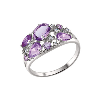 Silberring Damen aus Silber 925 mit Amethyst und Zirkonia