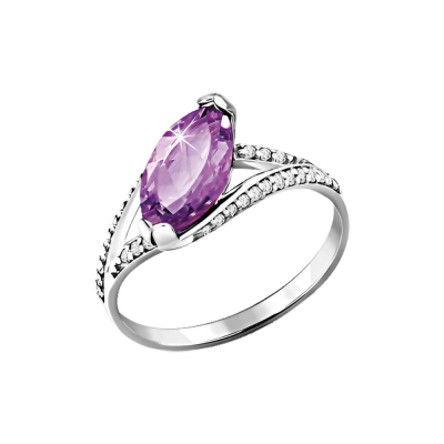 Silberring Damen aus Silber 925 mit Amethyst und Zirkonia