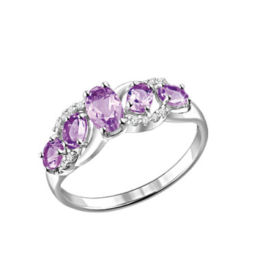 Silberring Damen aus Silber 925 mit Amethyst und Zirkonia