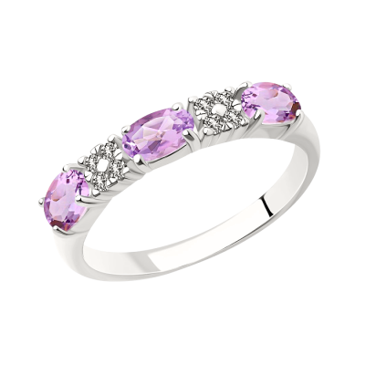 Silberring Damen aus Silber 925 mit Amethyst und Zirkonia