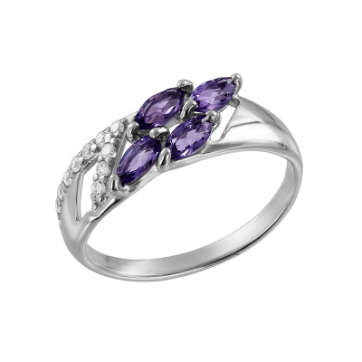 Silberring Damen aus Silber 925 mit Amethyst und Zirkonia