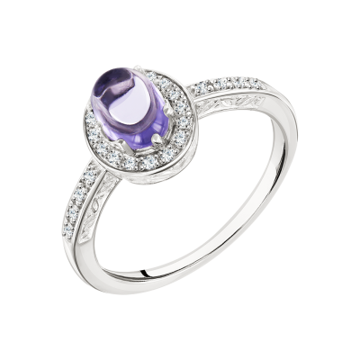 Silberring Damen aus Silber 925 mit Amethyst und Zirkonia