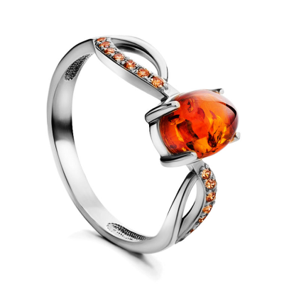 Silberring Damen aus Silber 925 mit Bernstein