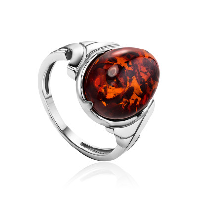 Silberring Damen aus Silber 925 mit Bernstein