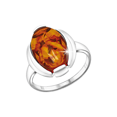 Silberring Damen aus Silber 925 mit Bernstein