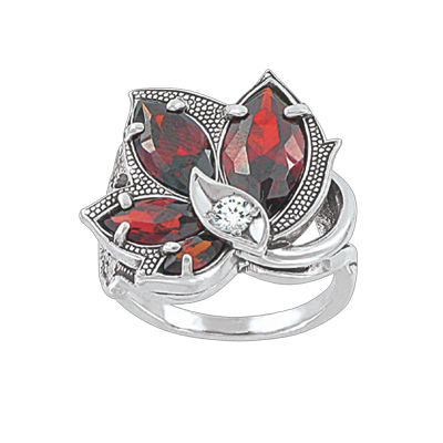 Silberring Damen aus Silber 925 mit Granat und Zirkonia