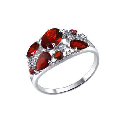 Silberring Damen aus Silber 925 mit Granat und Zirkonia