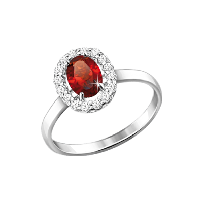 Silberring Damen aus Silber 925 mit Granat und Zirkonia