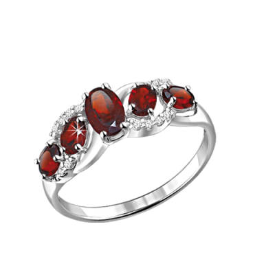 Silberring Damen aus Silber 925 mit Granat und Zirkonia