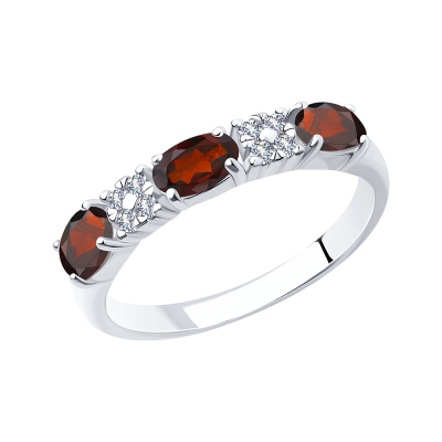 Silberring Damen aus Silber 925 mit Granat und Zirkonia