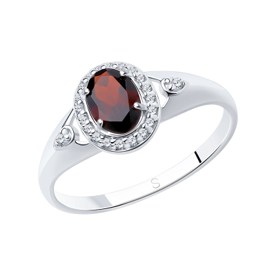 Silberring Damen aus Silber 925 mit Granat und Zirkonia