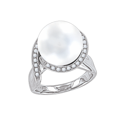 Silberring Damen aus Silber 925 mit Perle und Zirkonia